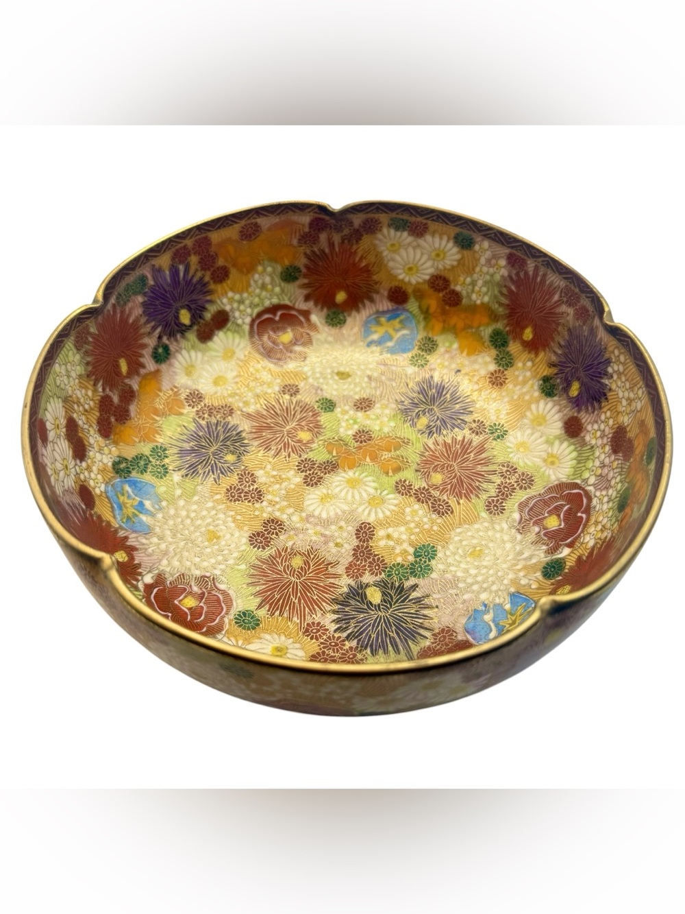 Antique Japanese Satsuma Millefiori Design Earthenware Bowl Signed Shozan
